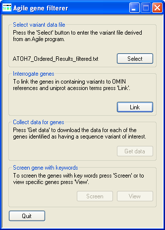 AgileGeneFilter Screenshot 1